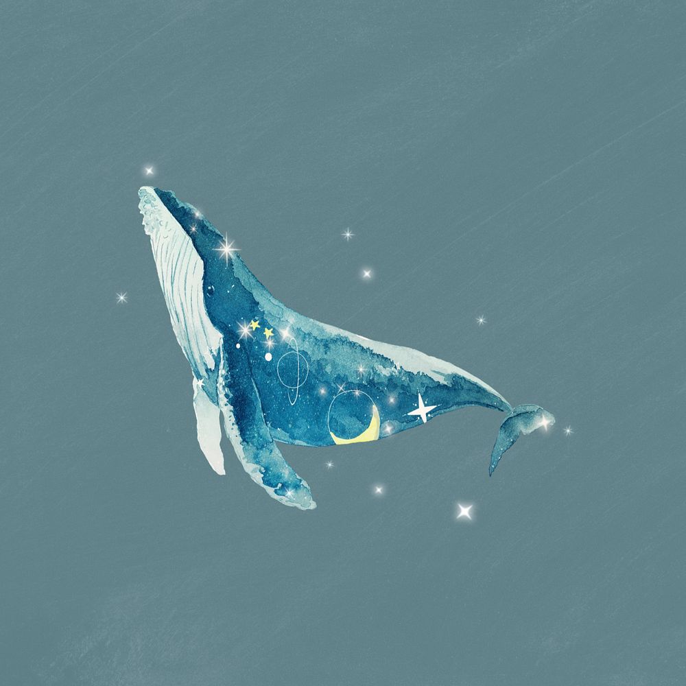 Swimming whale, galaxy aesthetic editable remix