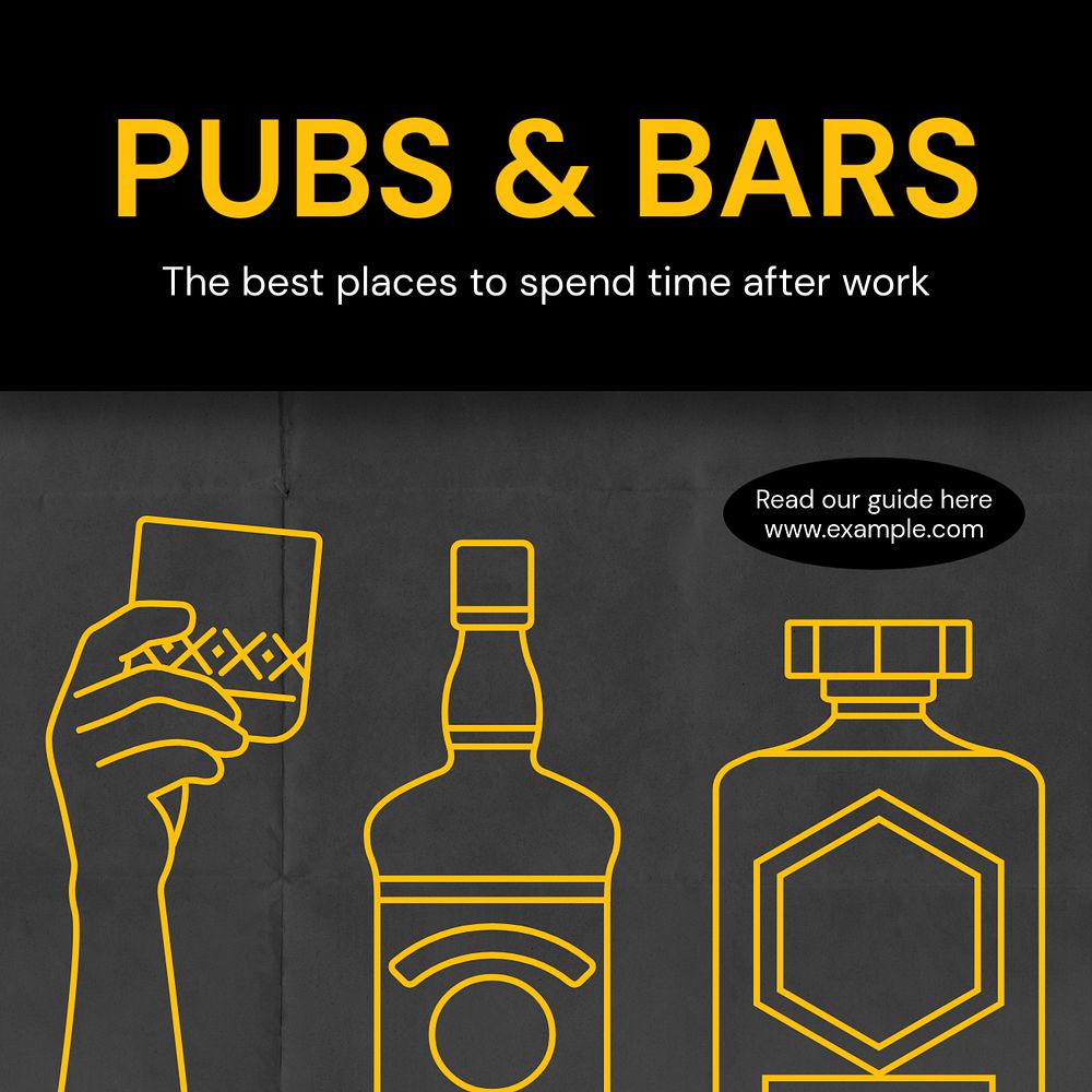 Pubs & bars Instagram post template, editable text