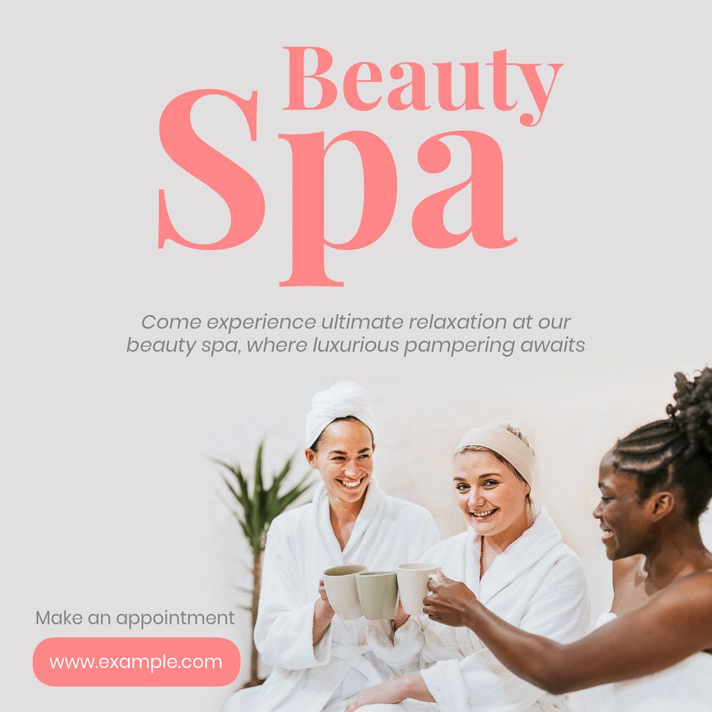 Beauty spa Instagram post template, editable text