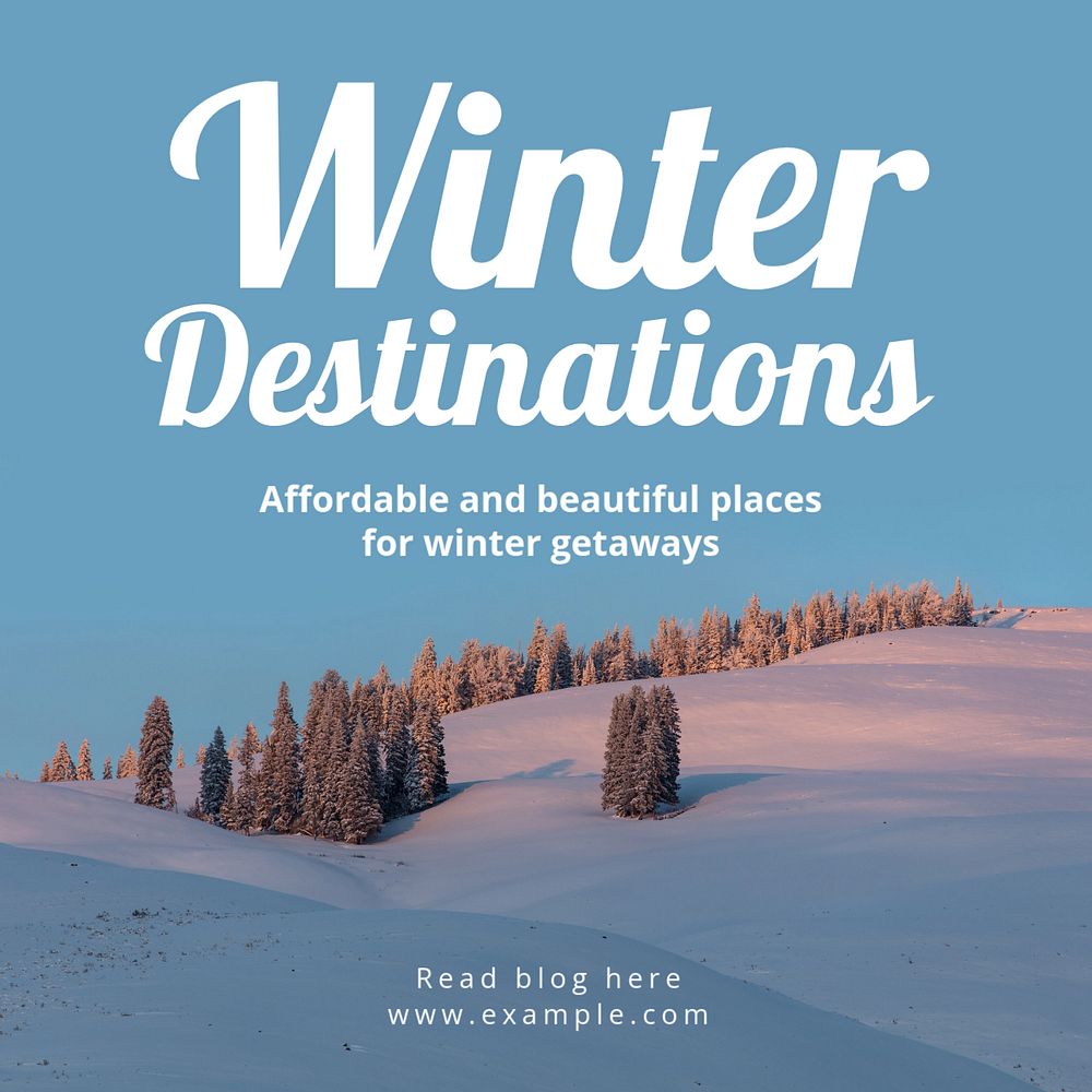 Winter destination Instagram post template, editable text