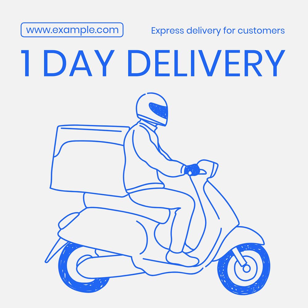 1 day delivery Instagram post template, editable text