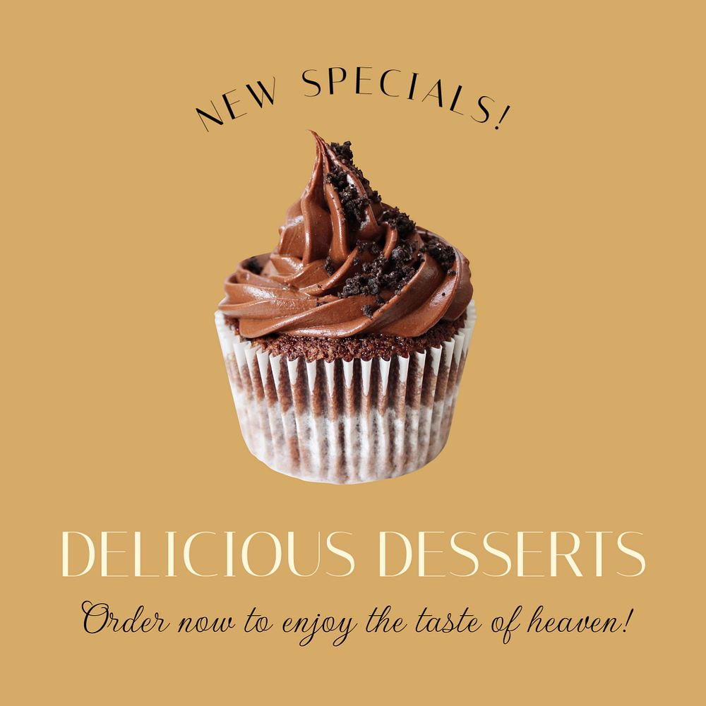 Delicious dessert Instagram post template, editable text