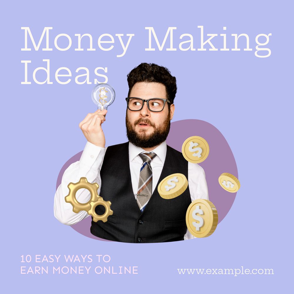 Money making ideas Instagram post template, editable text