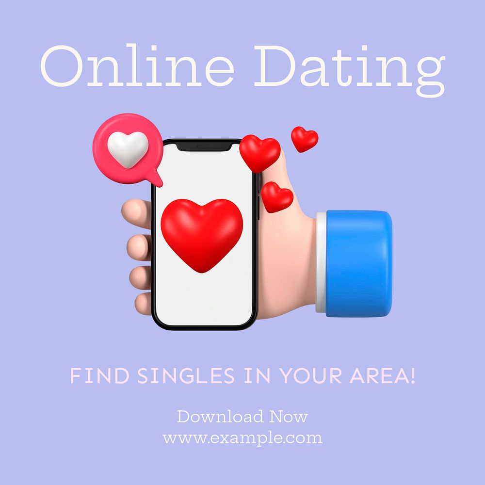 Online dating Instagram post template, editable text