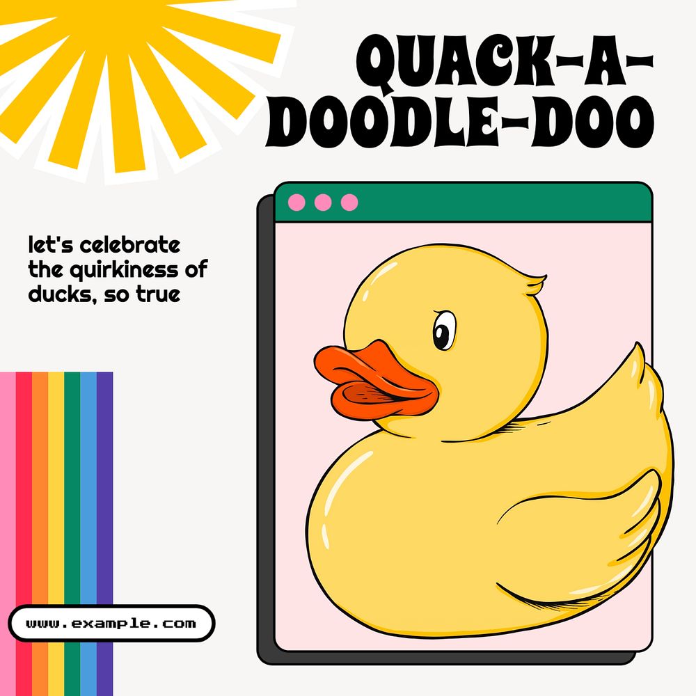 Duck celebrate Instagram post template, editable text