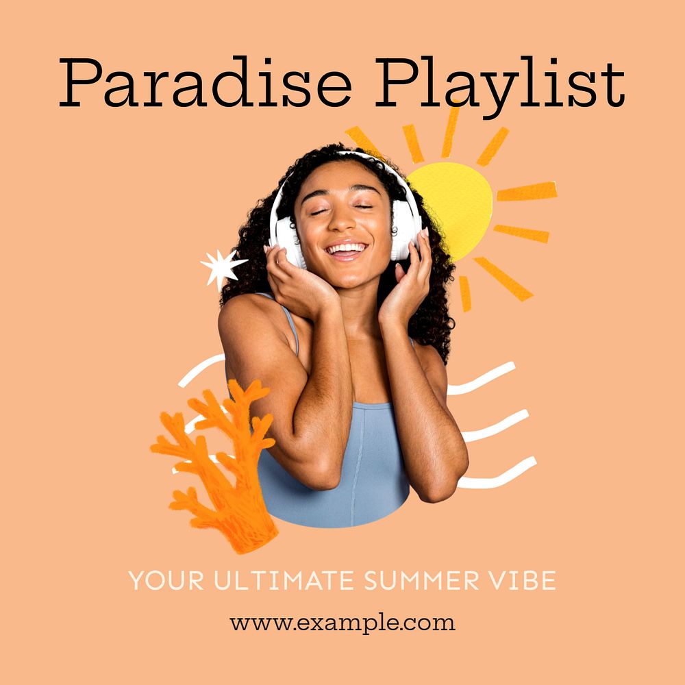 Playlist stream Instagram post template, editable text