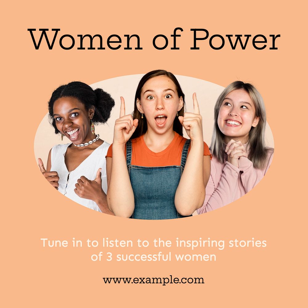 Women podcast power Instagram post template, editable text