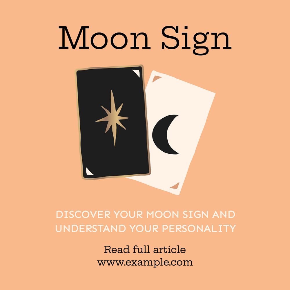 Moon astrology reading Instagram post template, editable text