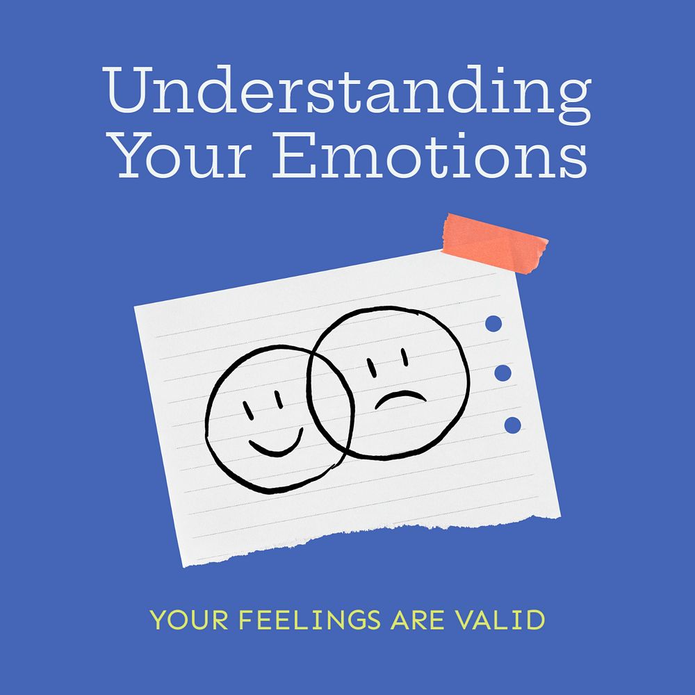 Understanding your emotions Instagram post template, editable text