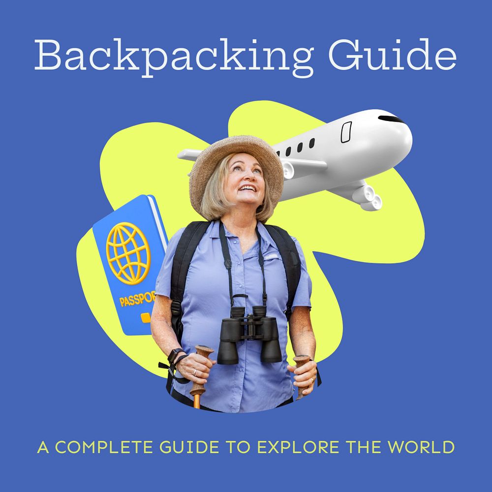 Backpacking guide Instagram post template, editable text