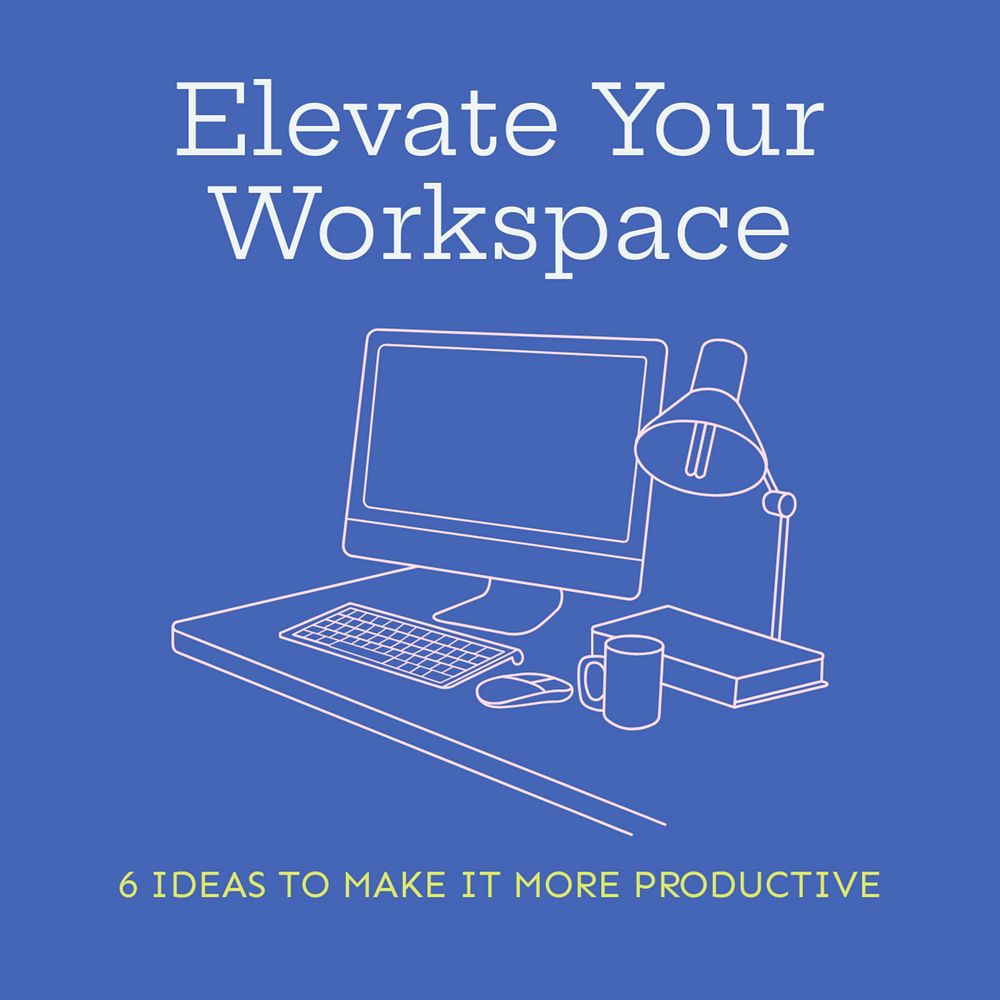 Productive workspace Instagram post template, editable text