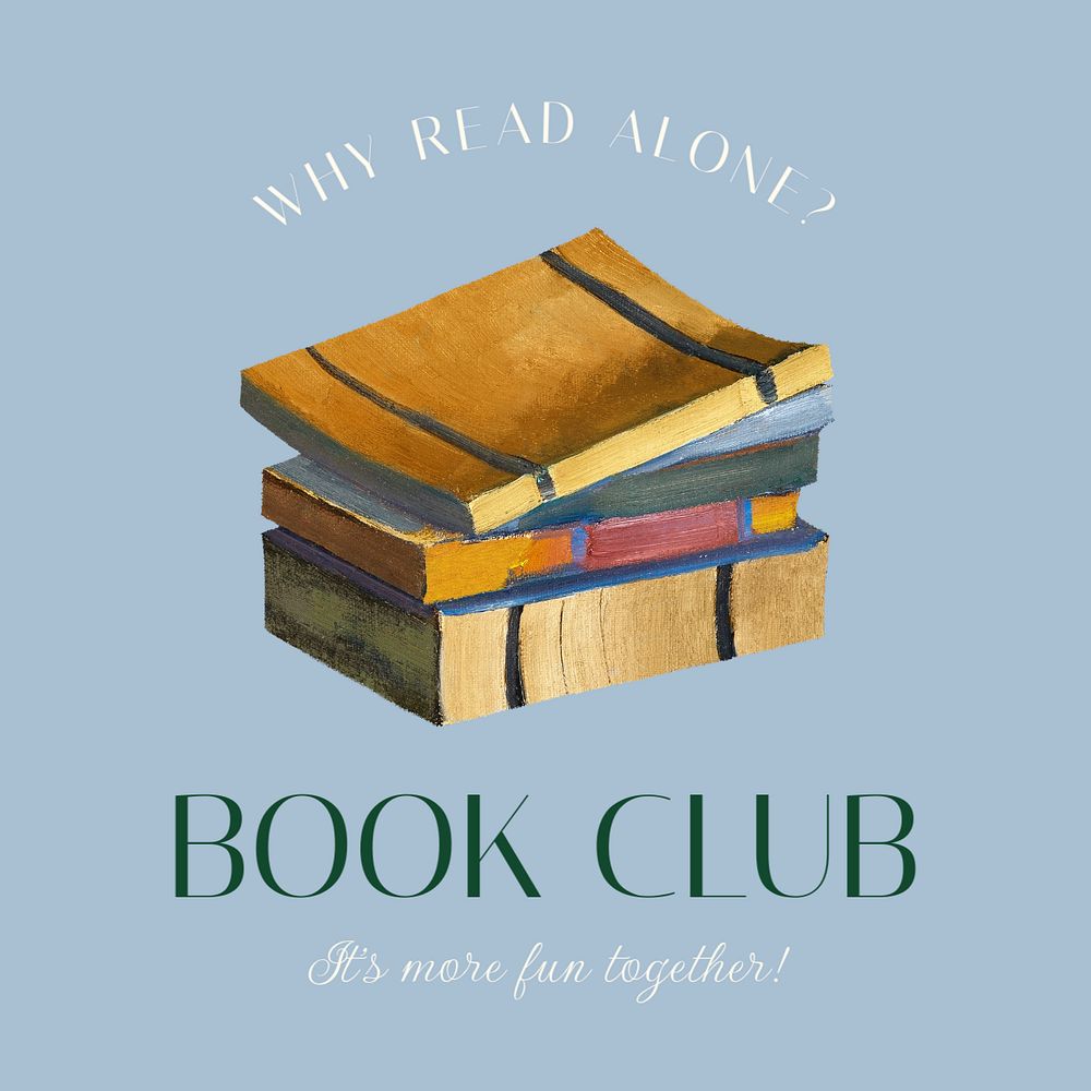 Book club Instagram post template, editable text