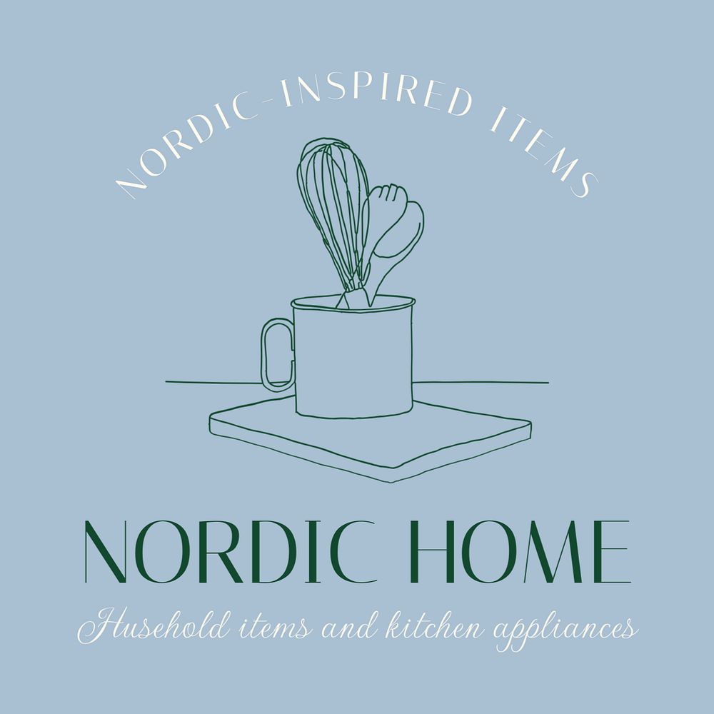 Nordic home Instagram post template, editable text