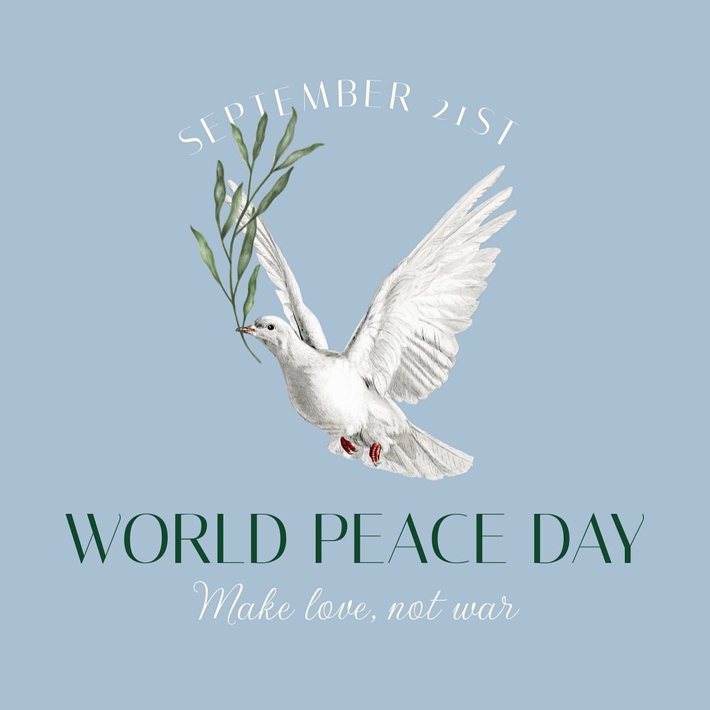 World peace day Instagram post template, editable text