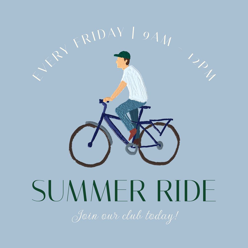 Summer ride Instagram post template, editable text