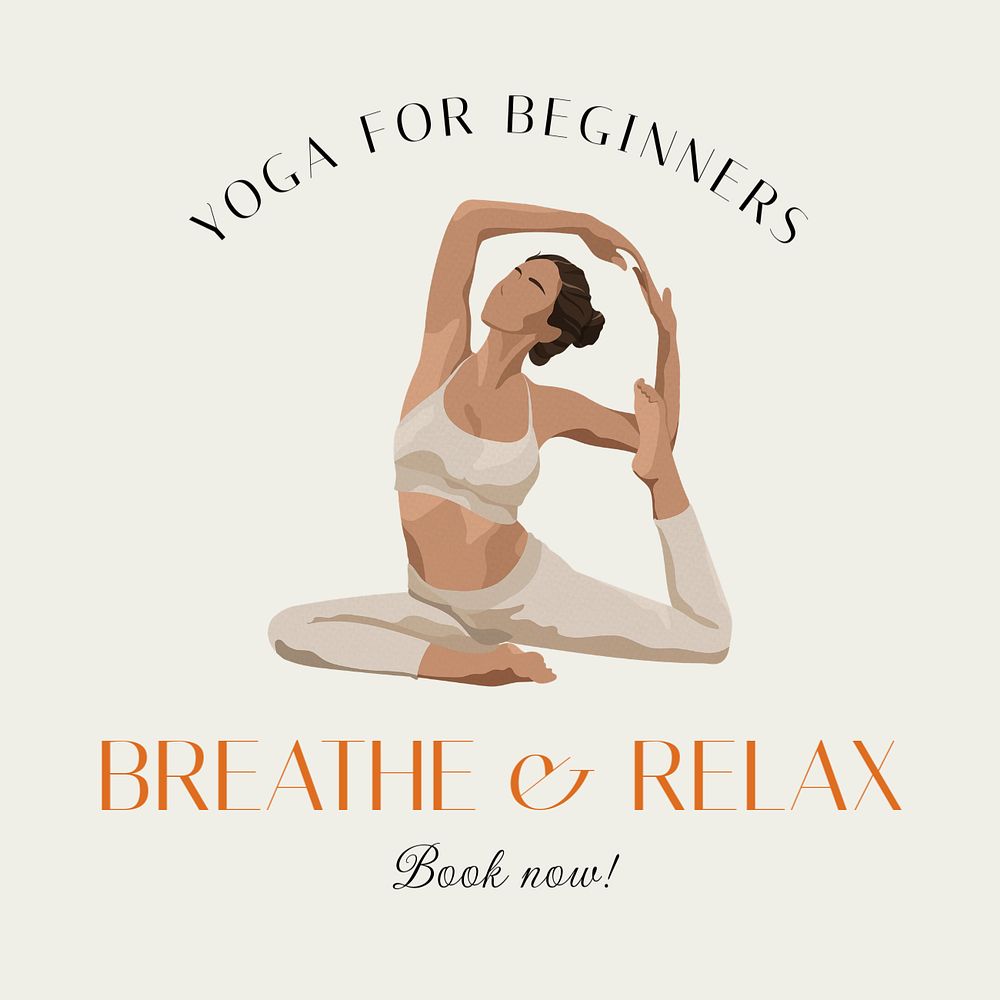 Breathe & relax, yoga Instagram post template, editable text