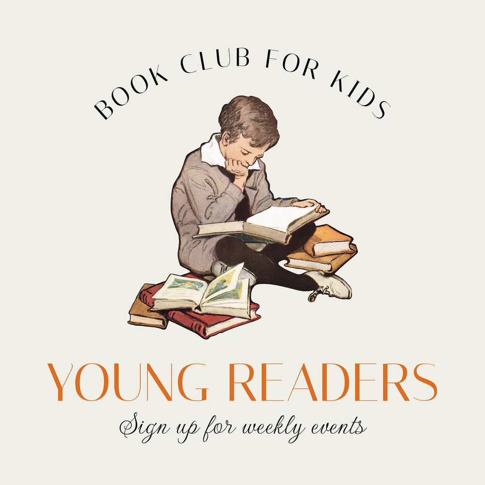 Young readers Instagram post template, editable text