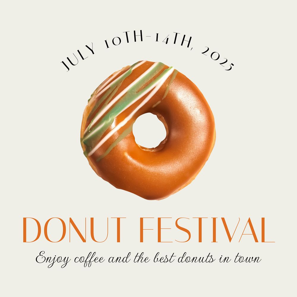 Donut festival Instagram post template, editable text