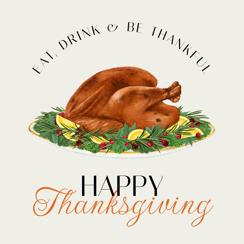 Thanksgiving Instagram post template, editable text