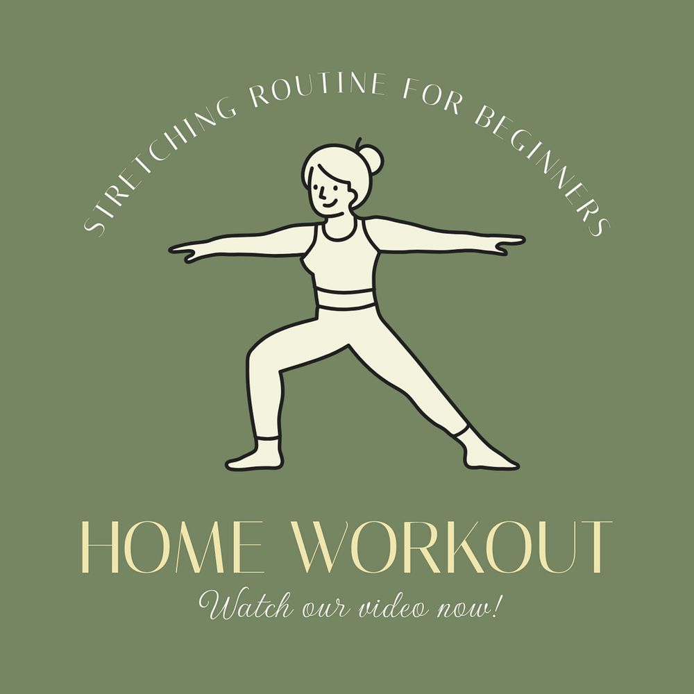 Home workout Instagram post template, editable text