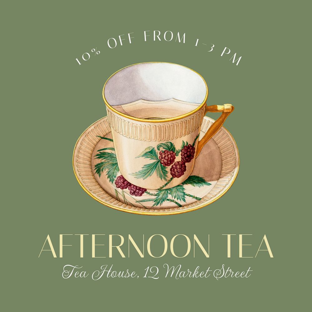 Afternoon tea deal Instagram post template, editable text