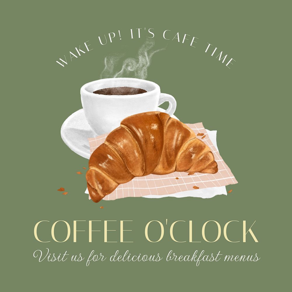 Food & breakfast time Instagram post template, editable text