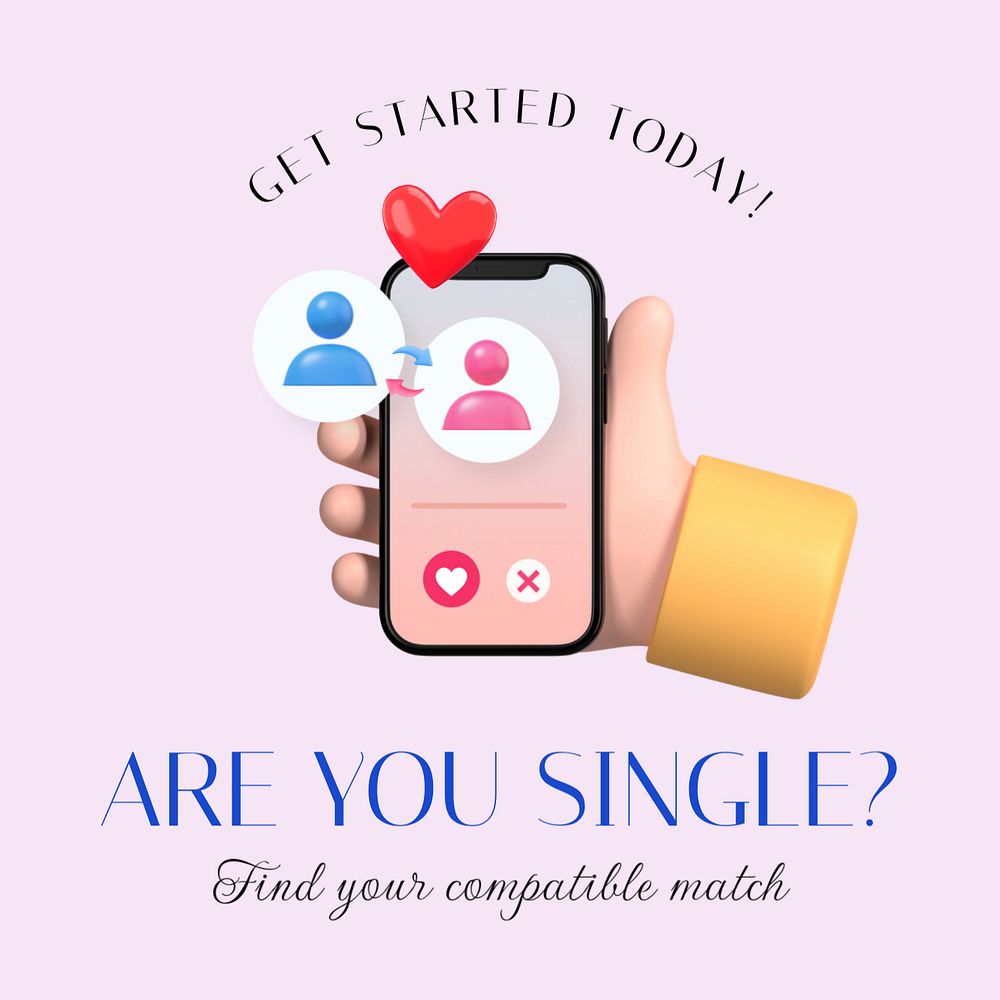 Online dating app Instagram post template, editable text