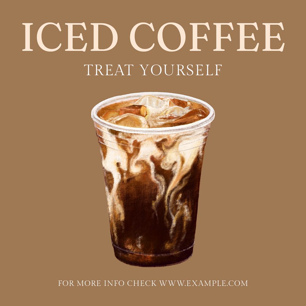 Iced coffee Instagram post template, editable text