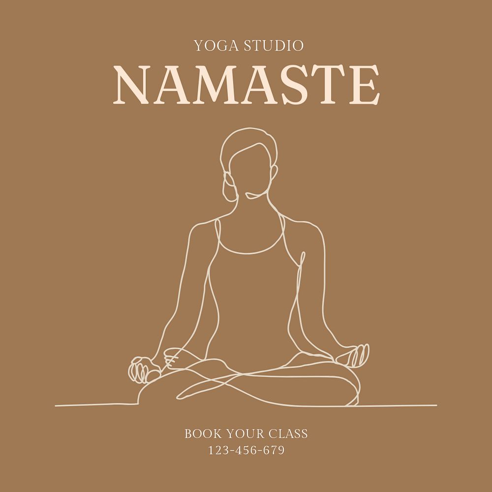 Yoga studio Instagram post template, editable text