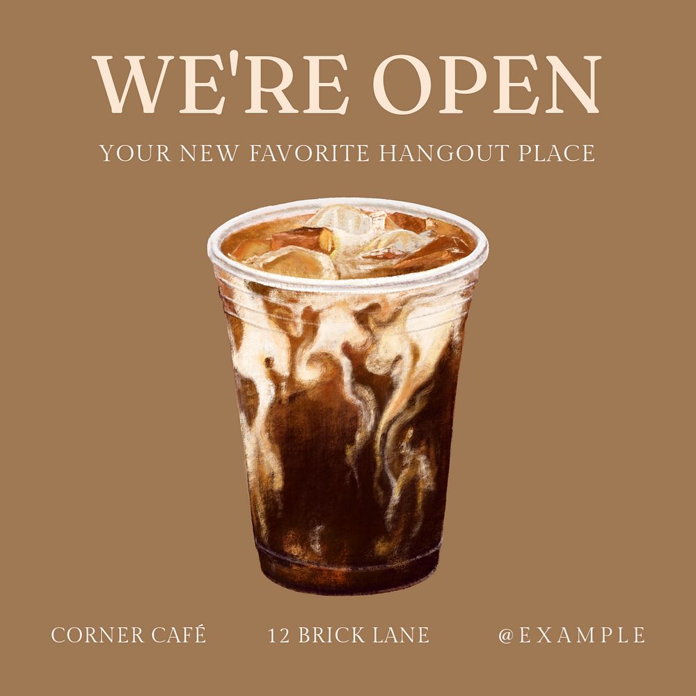 We're open Instagram post template, editable text