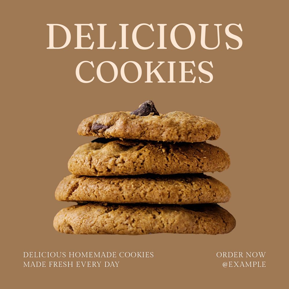 Delicious cookies Instagram post template, editable text