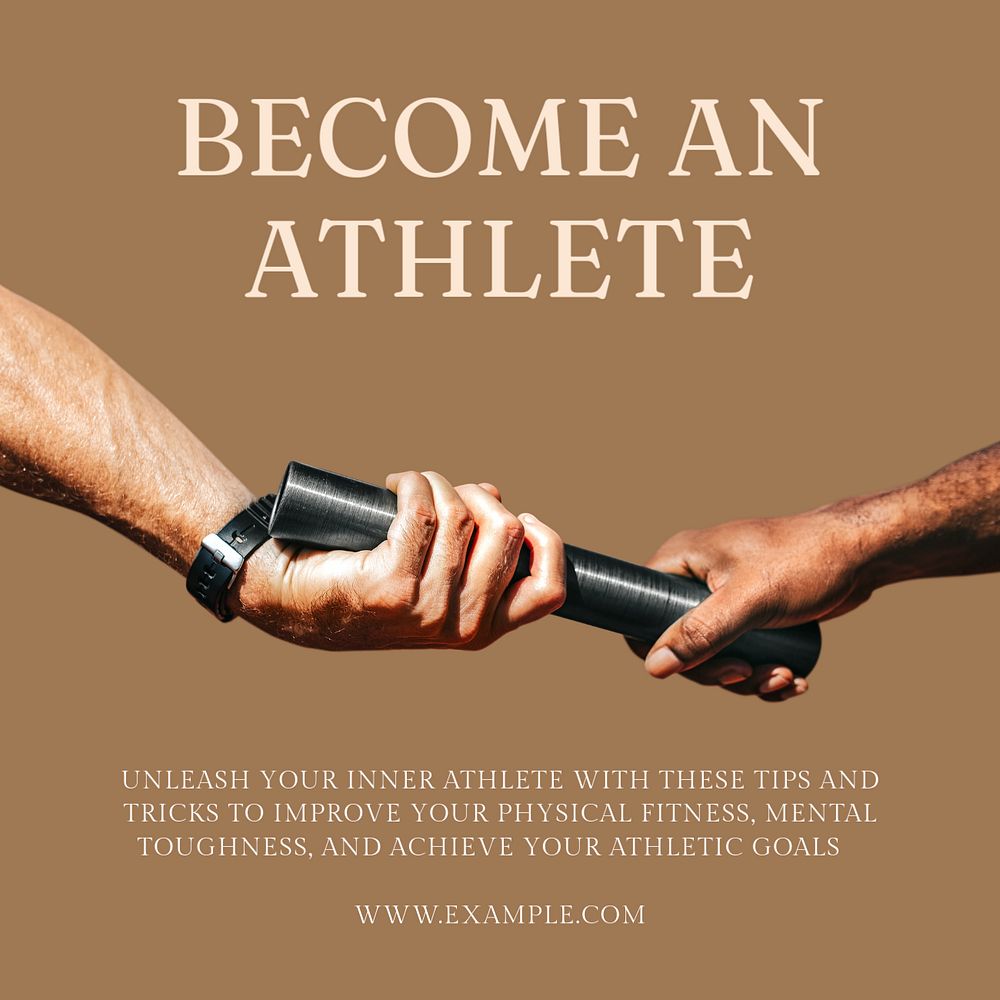 Become an athlete Instagram post template, editable text