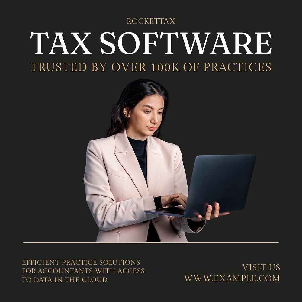 Tax software Instagram post template, editable text