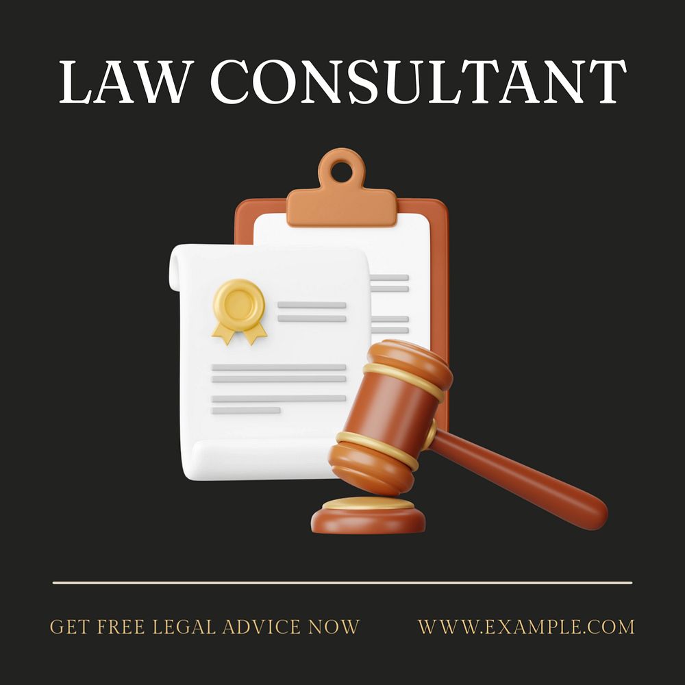 Law consultant Instagram post template, editable text