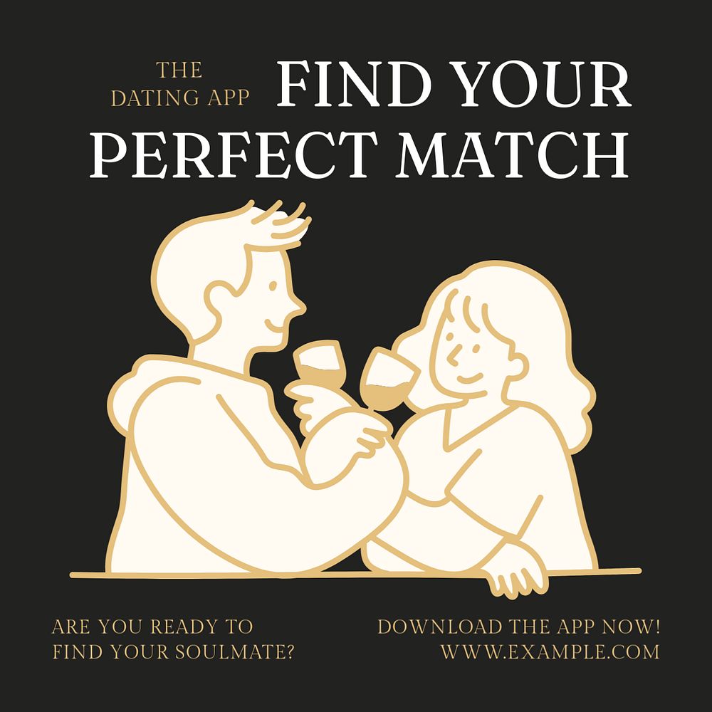 Online dating Instagram post template, editable text