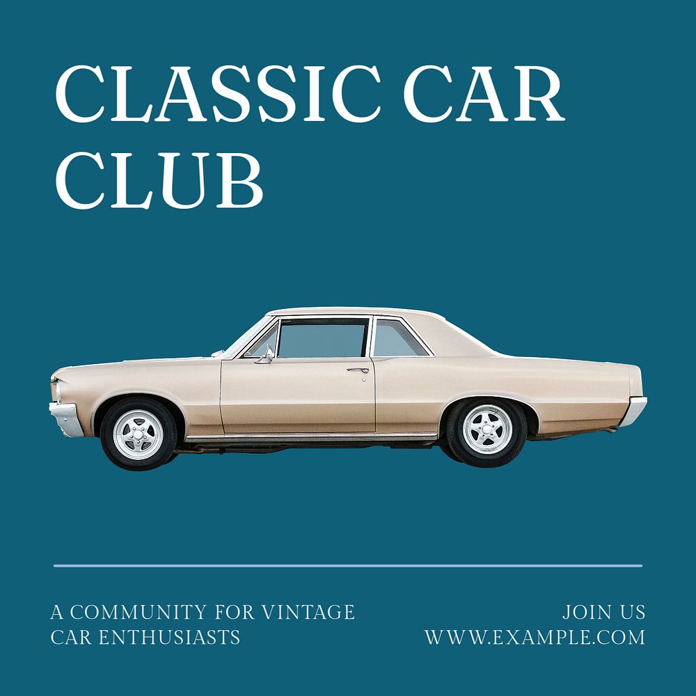 Car club Instagram post template, editable text