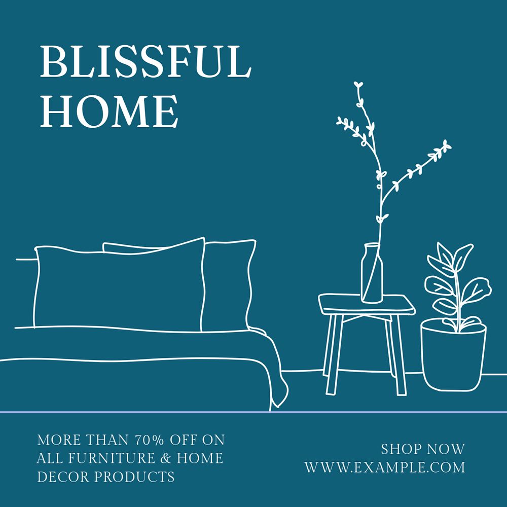 Blissful home Instagram post template, editable text