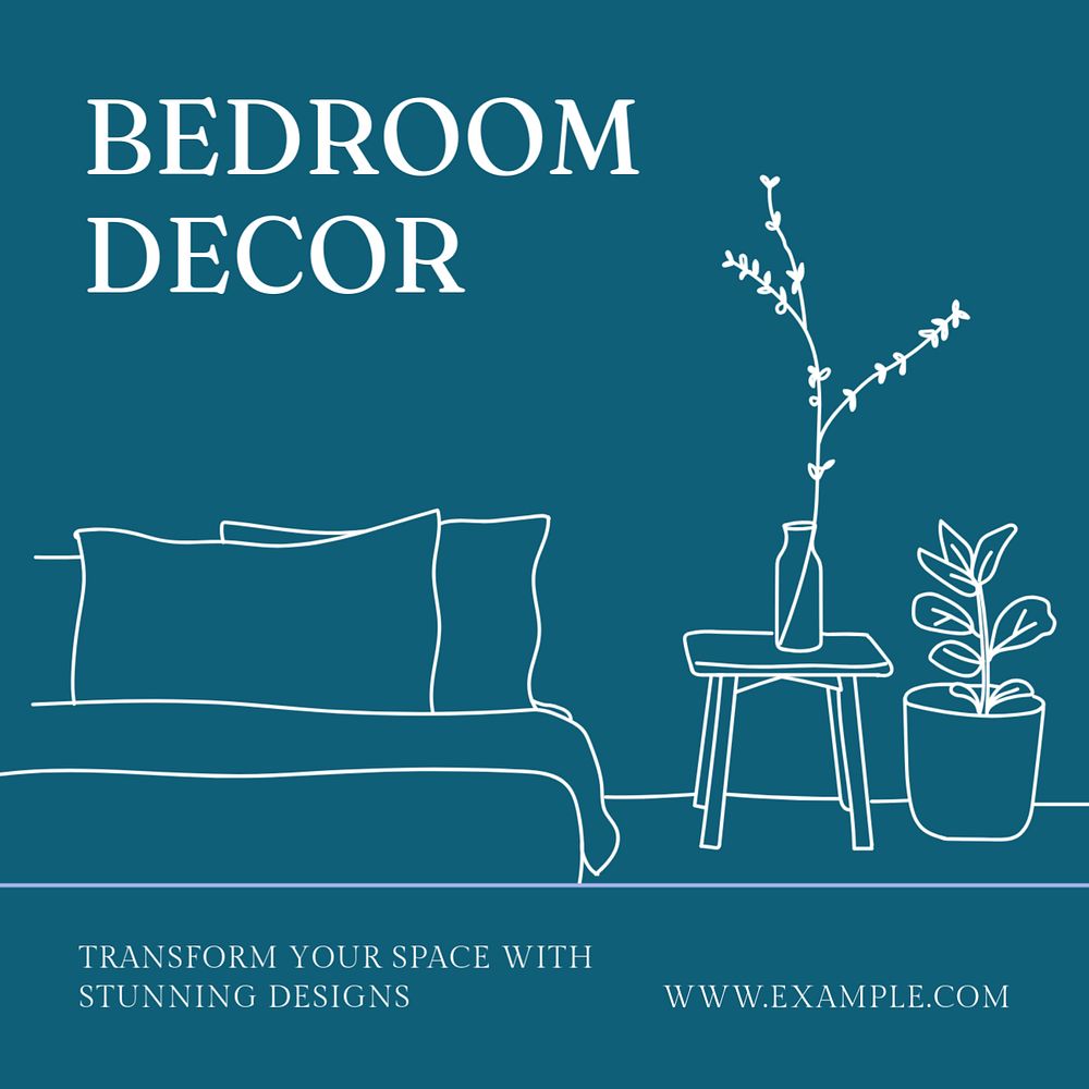 Bedroom decor Instagram post template, editable text