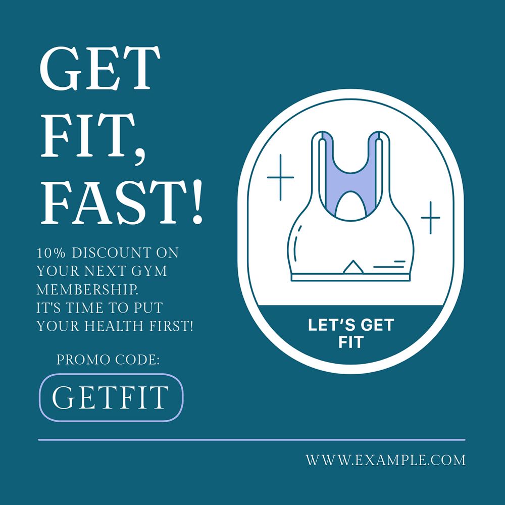 Get fit Instagram post template, editable text