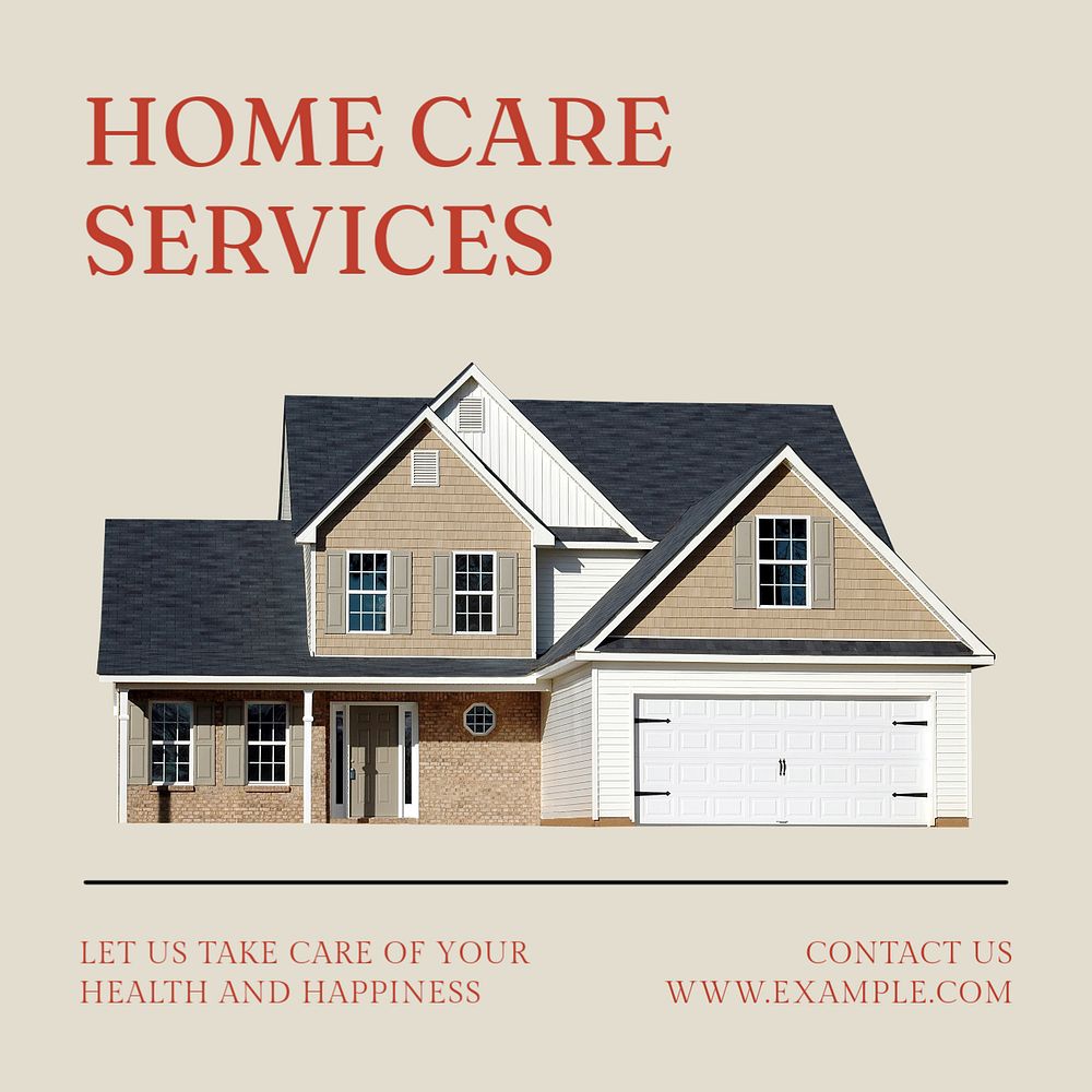 Home care services Instagram post template, editable text