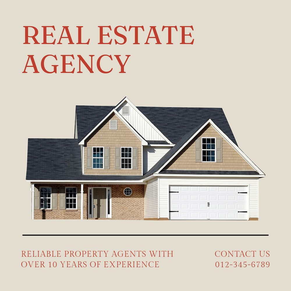 Real estate agency Instagram post template, editable text