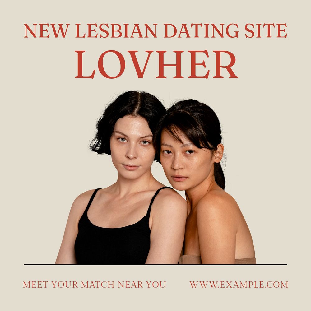 Lesbian dating Instagram post template, editable text