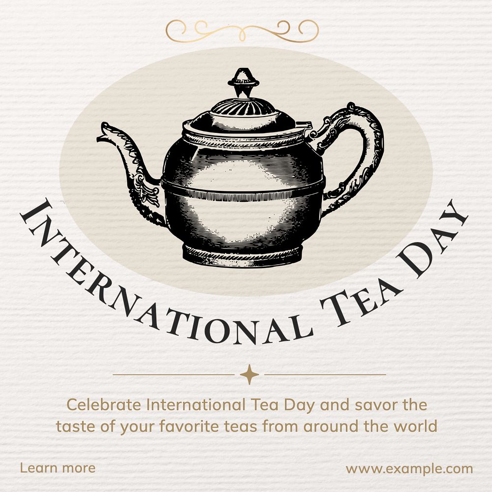 International tea day Instagram post template, editable text