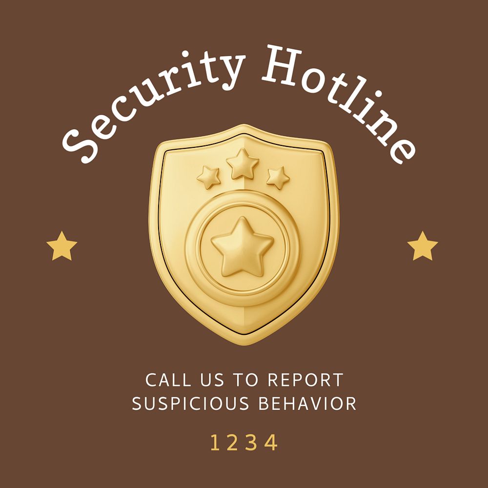 Security hotline Instagram post template, editable text