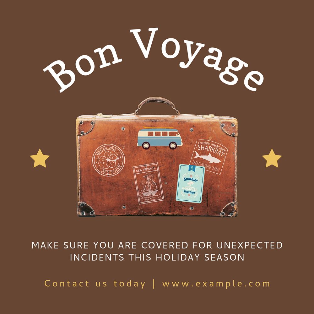 Bon voyage Instagram post template, editable text