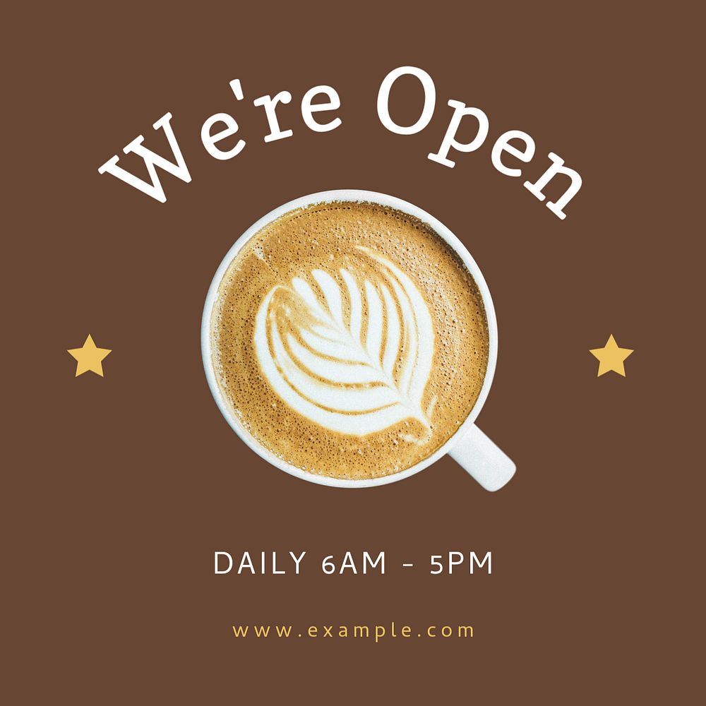 We're open Instagram post template, editable text