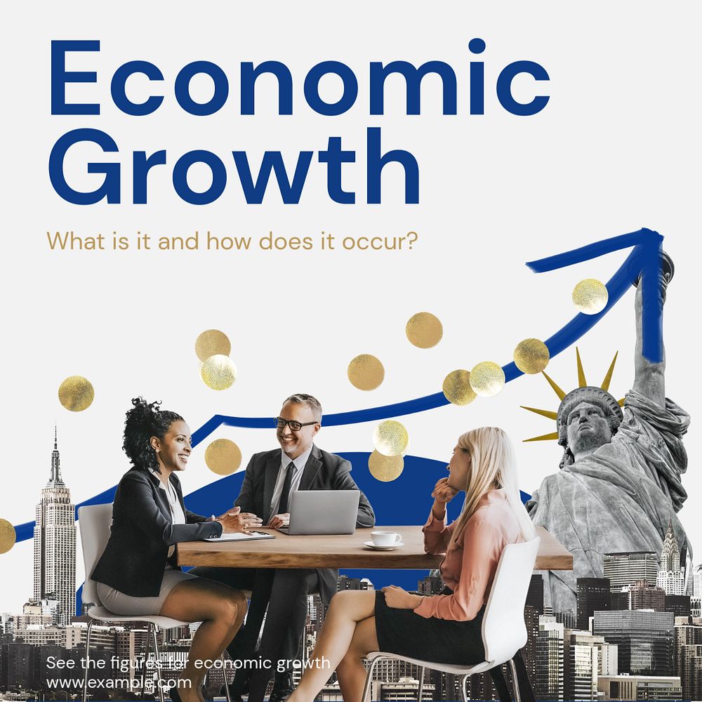 Economic growth Instagram post template, editable text