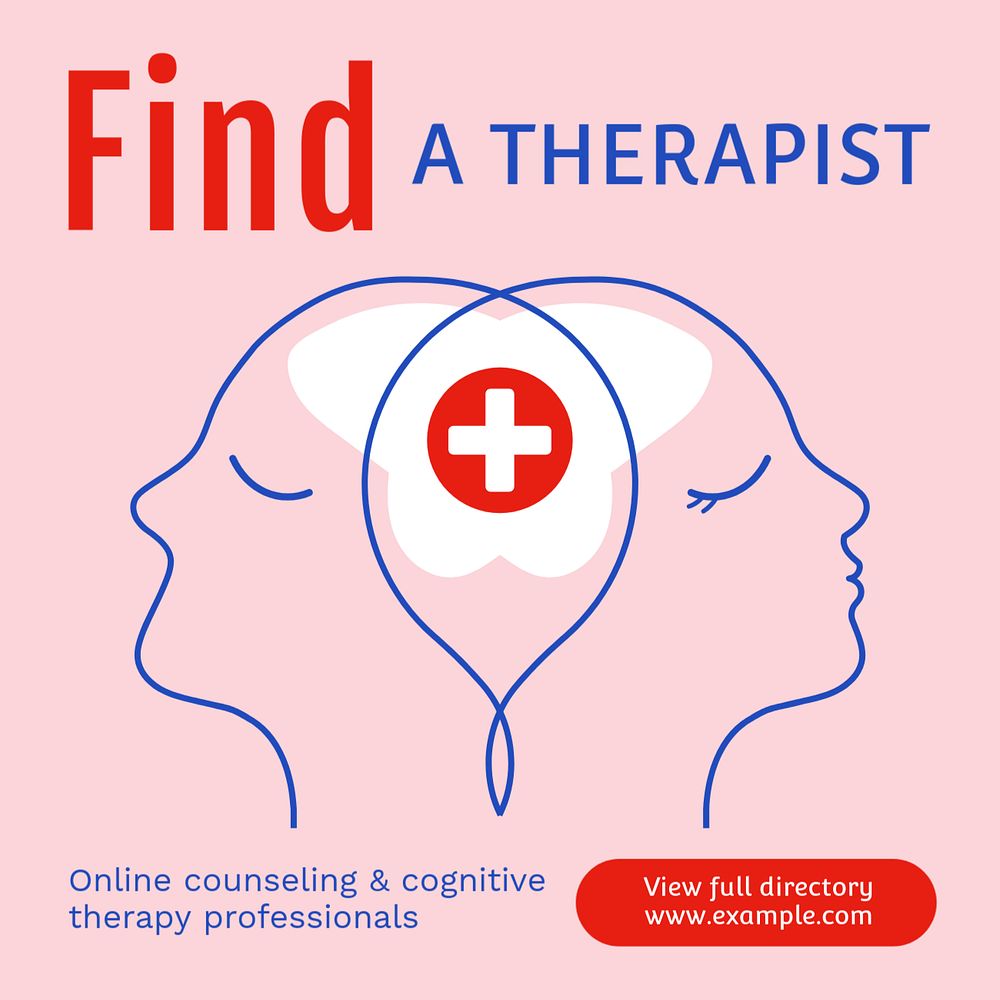 Find a therapist Instagram post template, editable text