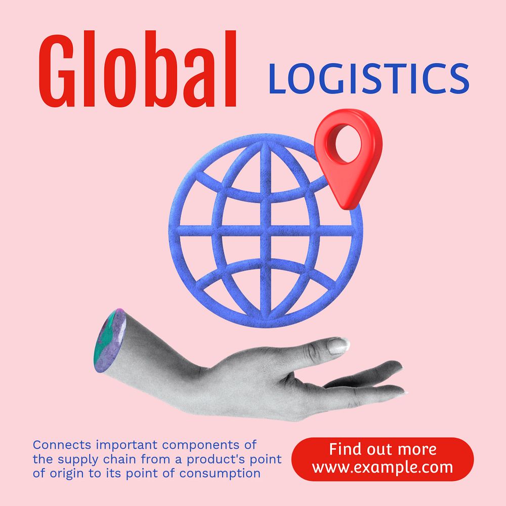 Global logistics Instagram post template, editable text