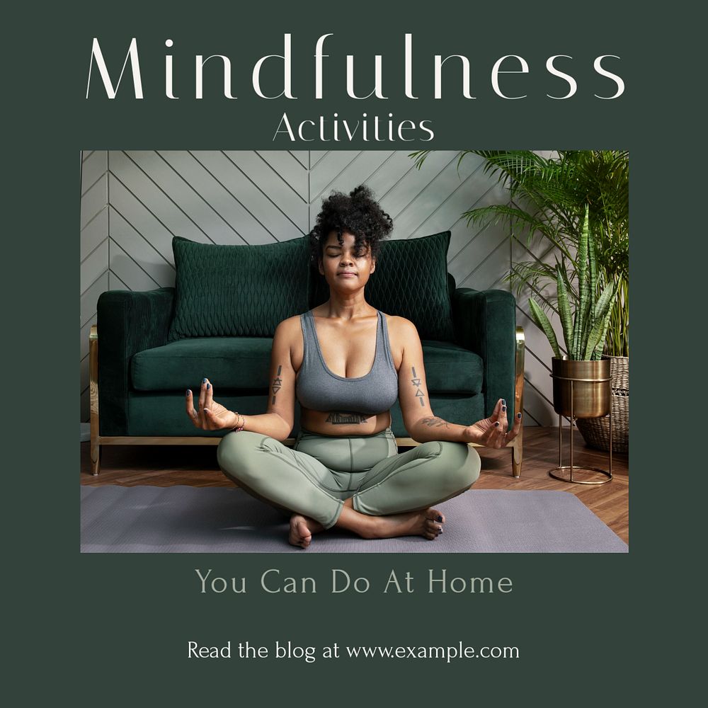 Mindfulness activities Instagram post template, editable text